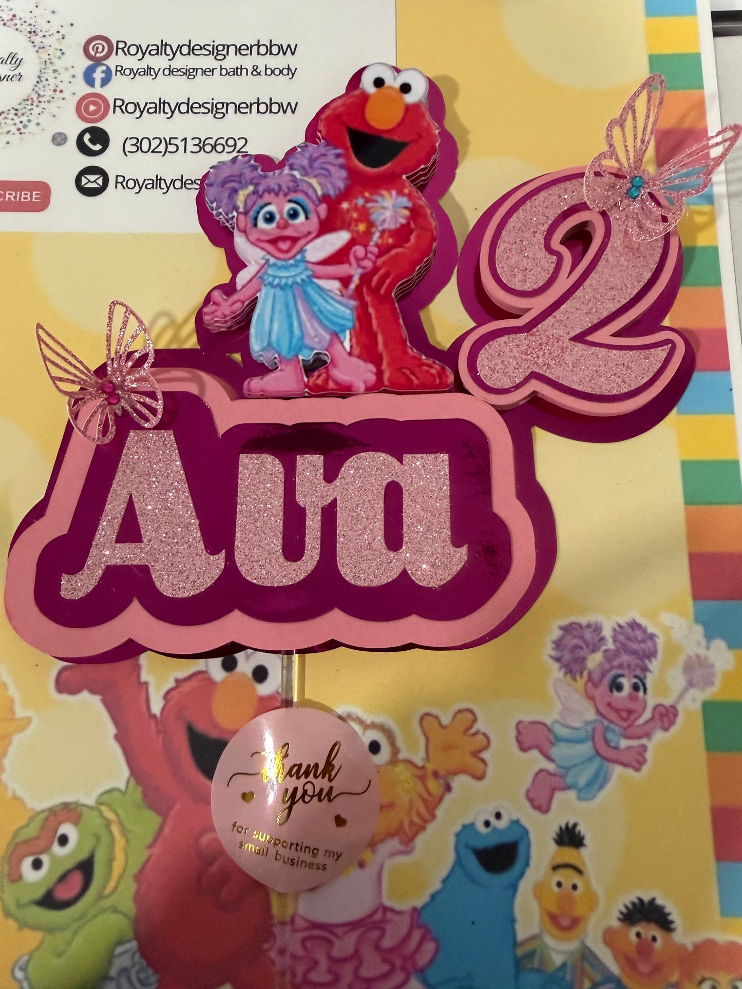 Elmo & abby cadabby caketopper