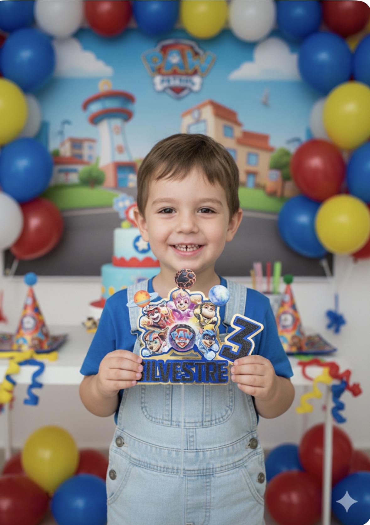 Custom Paw Patrol Cake Topper, 3D Mighty Pups Cake Decoration, Personalized Kids Birthday Party Decor, Paw Patrol Movie Theme.