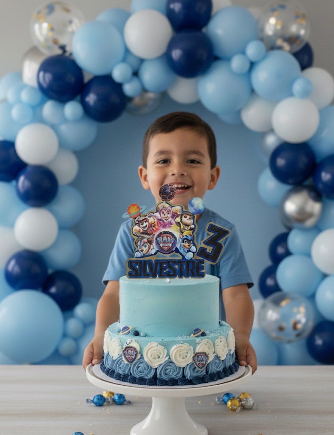 Custom Paw Patrol Cake Topper, 3D Mighty Pups Cake Decoration, Personalized Kids Birthday Party Decor, Paw Patrol Movie Theme.